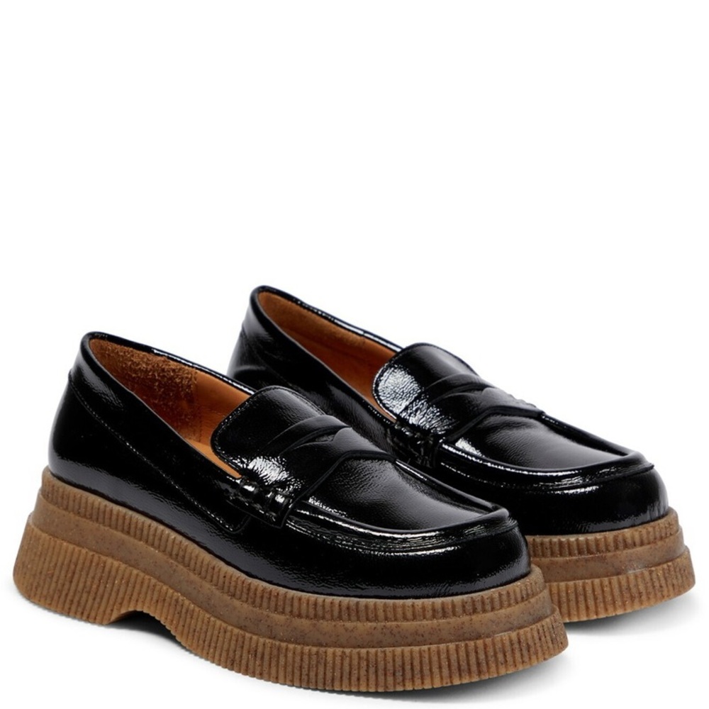Ganni - Patent leather platform loafers